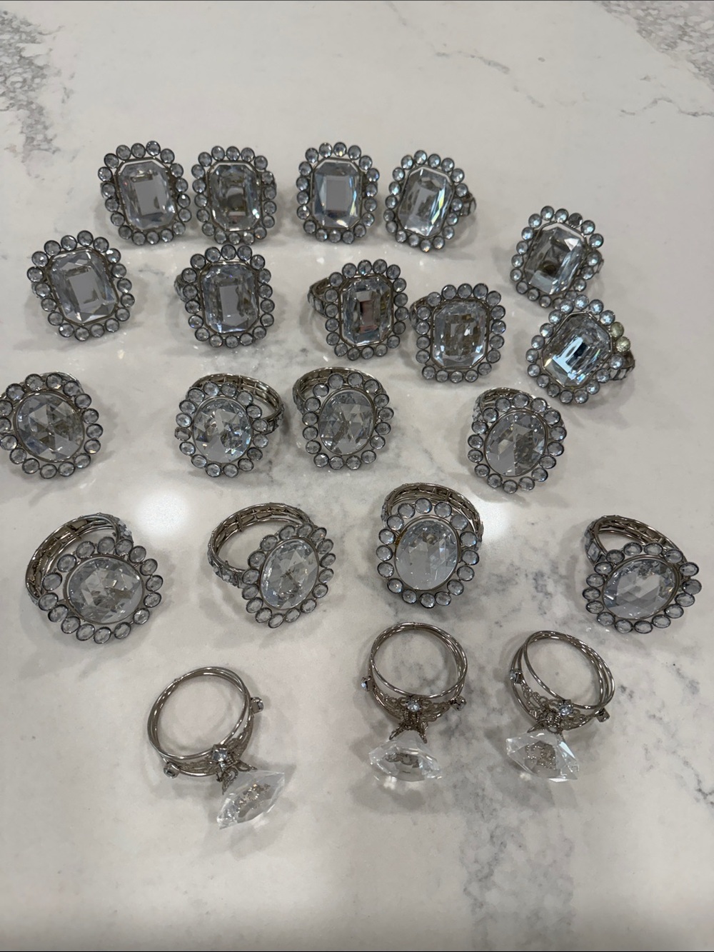 Silver-Tone Clear Crystal Napkin Rings